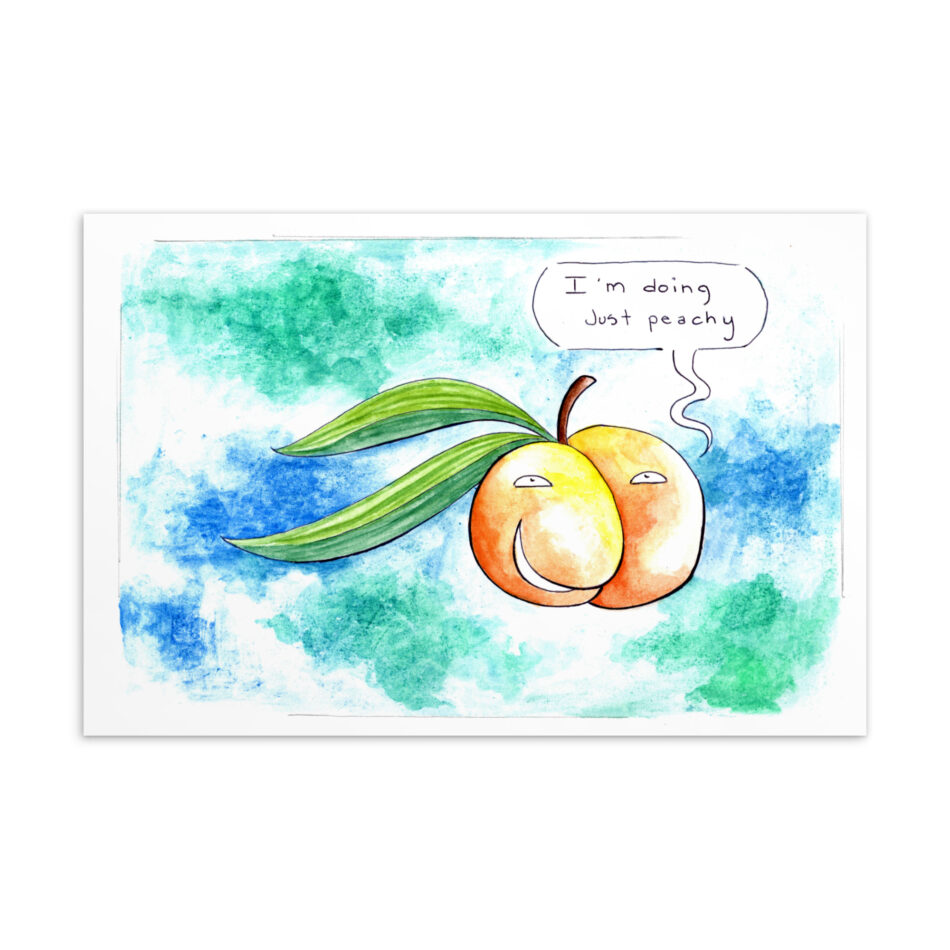 Punny Peach - Postcard